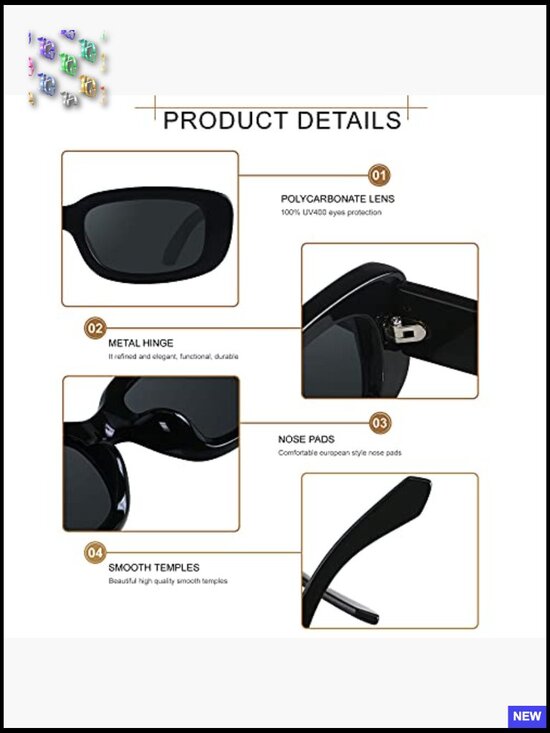 Retro Square Sunglasses Y2K 90s Vintage Fun UV Protection Trendy Sun Glasses main image 7